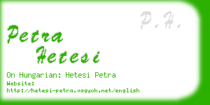 petra hetesi business card